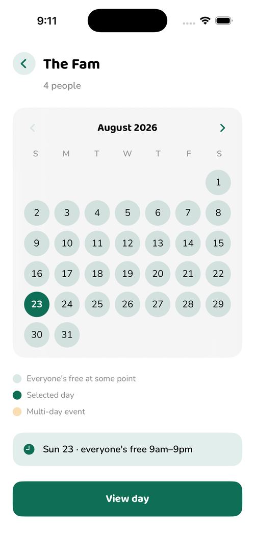 HerdUs shared calendar view